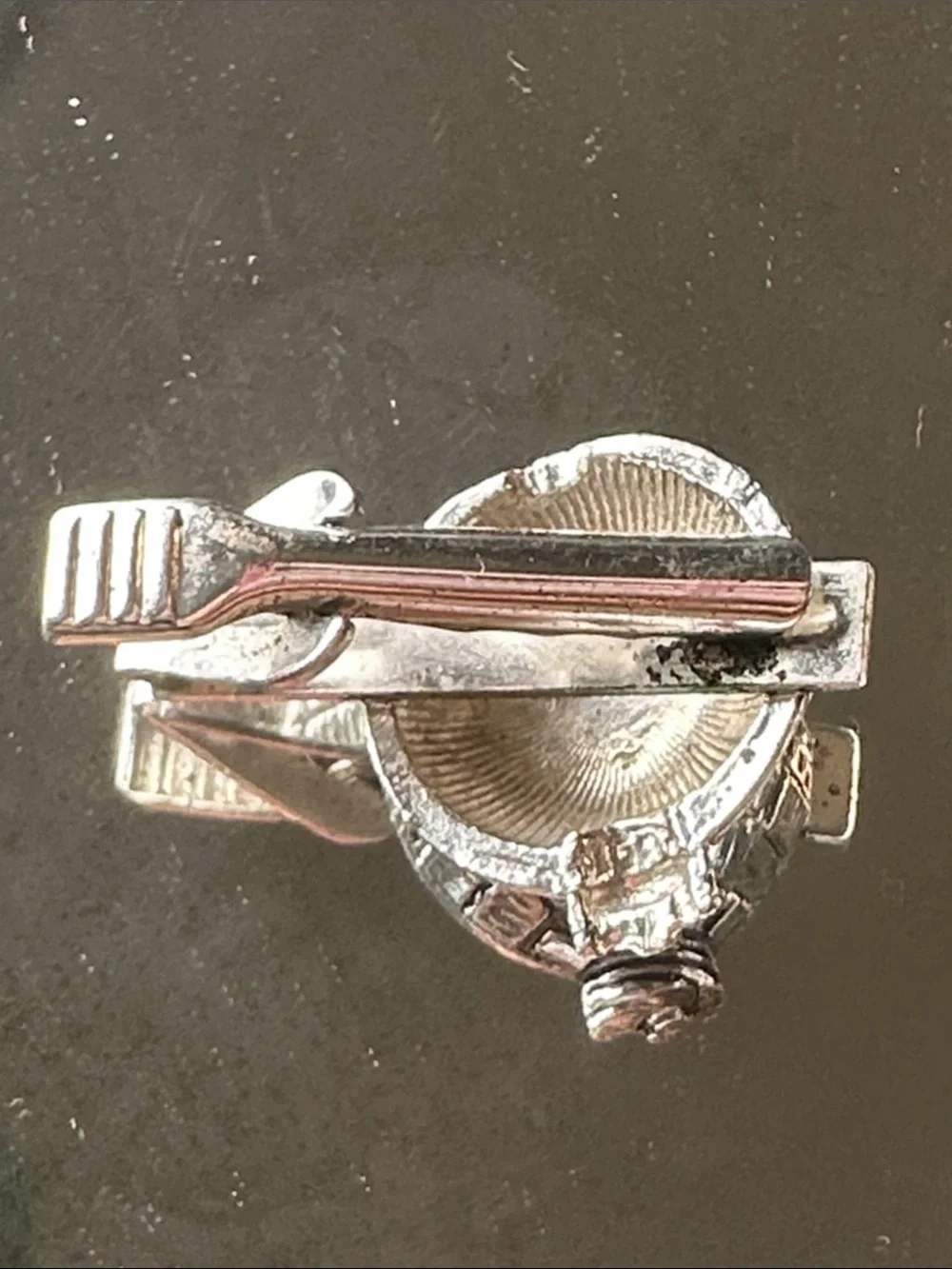 Vtg  60s Rugin  brand Telstar communication satellite silver tone tie bar clip